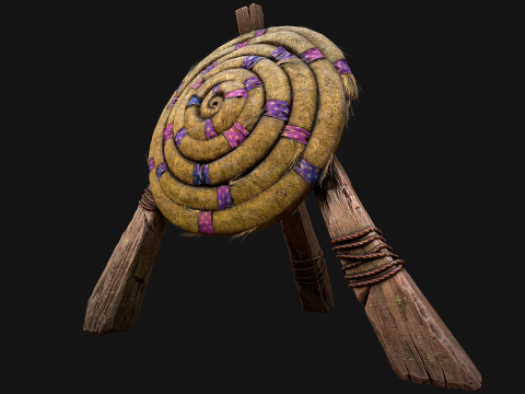 Medieval Wooden Straw Dummy for Training Fair Castle Props Modello 3D