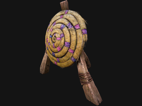 Medieval Wooden Straw Dummy for Training Fair Castle Props Modello 3D