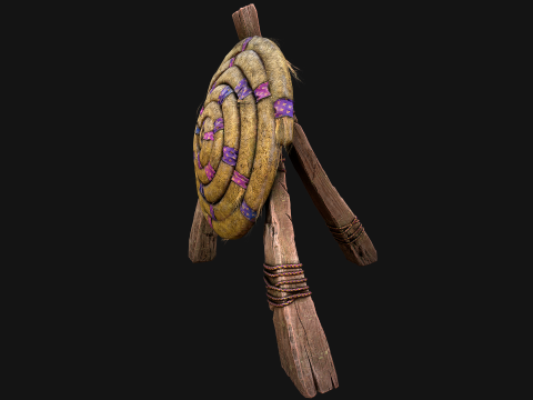 Medieval Wooden Straw Dummy for Training Fair Castle Props Modello 3D