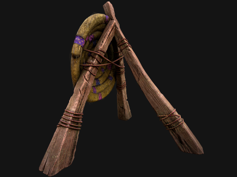 Medieval Wooden Straw Dummy for Training Fair Castle Props Modello 3D