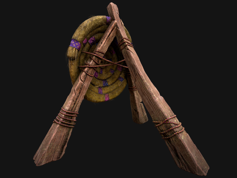 Medieval Wooden Straw Dummy for Training Fair Castle Props Modello 3D