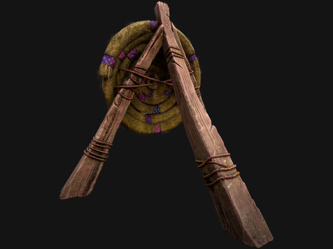 Medieval Wooden Straw Dummy for Training Fair Castle Props Modello 3D