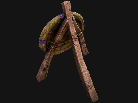 Medieval Wooden Straw Dummy for Training Fair Castle Props Modello 3D