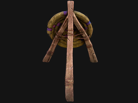 Medieval Wooden Straw Dummy for Training Fair Castle Props Modello 3D
