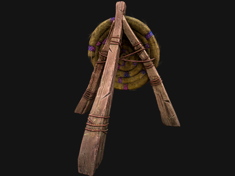 Medieval Wooden Straw Dummy for Training Fair Castle Props Modello 3D