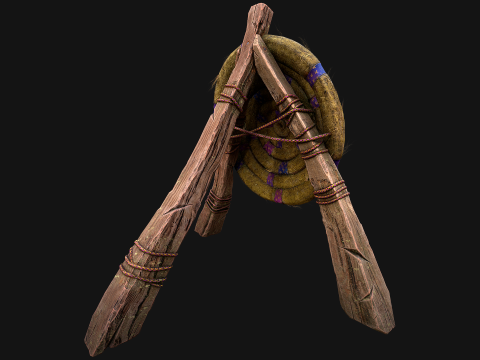 Medieval Wooden Straw Dummy for Training Fair Castle Props Modello 3D