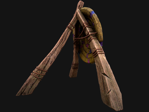 Medieval Wooden Straw Dummy for Training Fair Castle Props Modello 3D