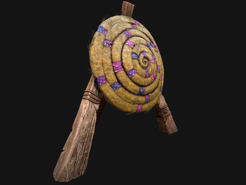 Medieval Wooden Straw Dummy for Training Fair Castle Props Modello 3D