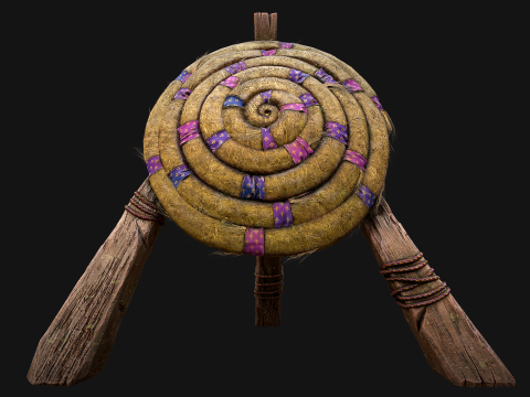 Medieval Wooden Straw Dummy for Training Fair Castle Props Modello 3D