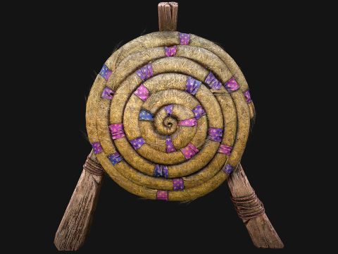 Medieval Wooden Straw Dummy for Training Fair Castle Props Modello 3D