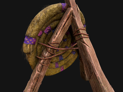 Medieval Wooden Straw Dummy for Training Fair Castle Props Modello 3D