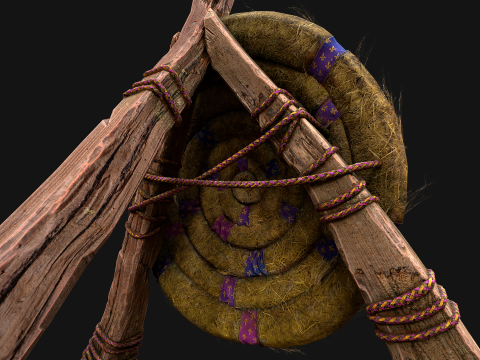 Medieval Wooden Straw Dummy for Training Fair Castle Props Modello 3D