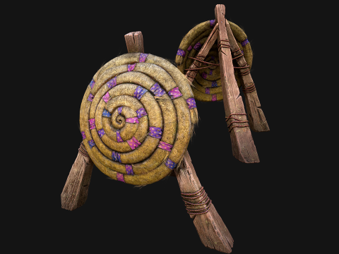 Medieval Wooden Straw Dummy for Training Fair Castle Props Modello 3D