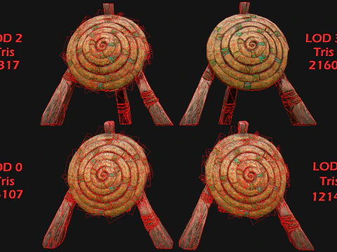Straw Target Archer Combat Wooden Dummy Medieval Environment 3D Model