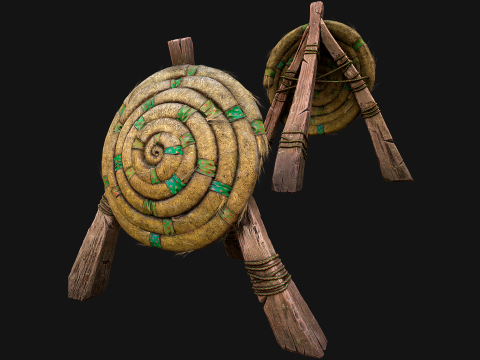 Straw Target Archer Combat Wooden Dummy Medieval Environment 3D Modell