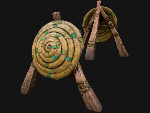 Straw Target Archer Combat Wooden Dummy Medieval Environment 3D Model