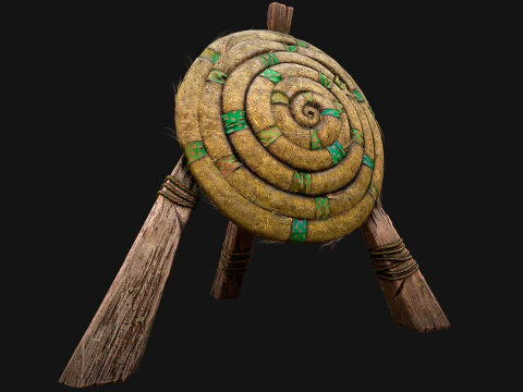 Straw Target Archer Combat Wooden Dummy Medieval Environment 3D Model