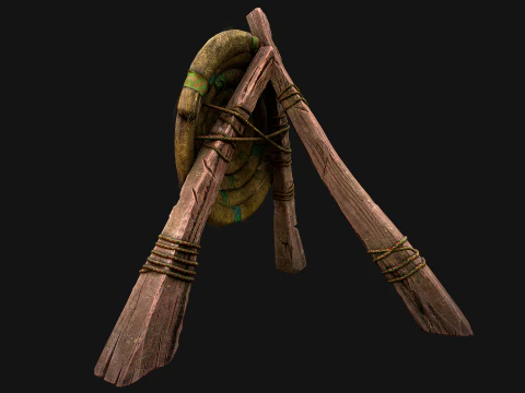 Straw Target Archer Combat Wooden Dummy Medieval Environment 3D Model