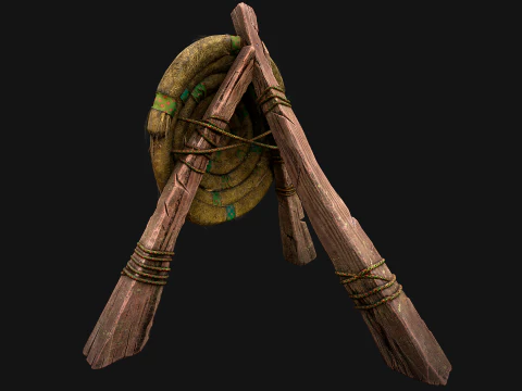 Straw Target Archer Combat Wooden Dummy Medieval Environment 3D Model