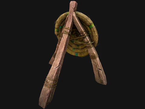 Straw Target Archer Combat Wooden Dummy Medieval Environment 3D Model