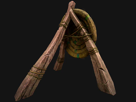 Straw Target Archer Combat Wooden Dummy Medieval Environment 3D Model