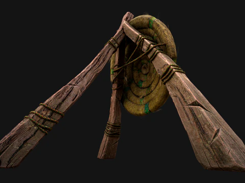 Straw Target Archer Combat Wooden Dummy Medieval Environment 3D Model