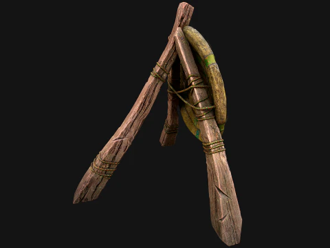 Straw Target Archer Combat Wooden Dummy Medieval Environment 3D Model