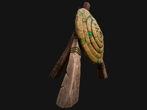 Straw Target Archer Combat Wooden Dummy Medieval Environment 3D Model