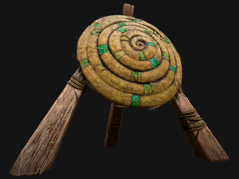Straw Target Archer Combat Wooden Dummy Medieval Environment 3D Model
