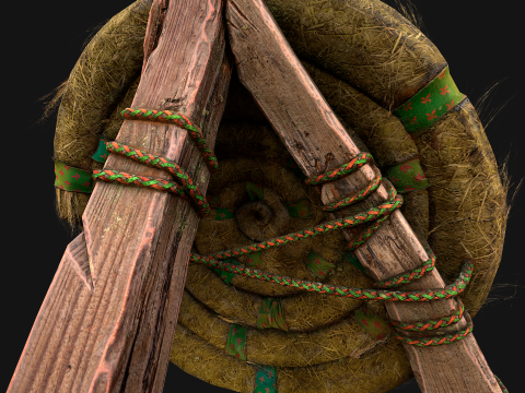 Straw Target Archer Combat Wooden Dummy Medieval Environment 3D Modell