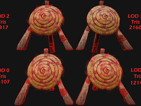 전투 사격장용 중세 나무 밀짚 표적 더미 3D 모델