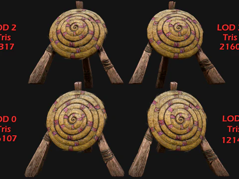 전투 사격장용 중세 나무 밀짚 표적 더미 3D 모델