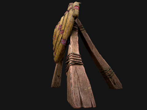 Medieval Wooden Straw Target Dummy for Combat Shooting Range Model 3D