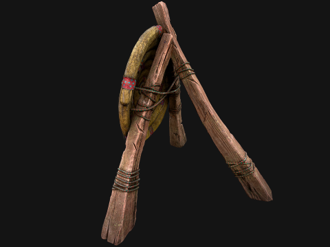 Medieval Wooden Straw Target Dummy for Combat Shooting Range Model 3D