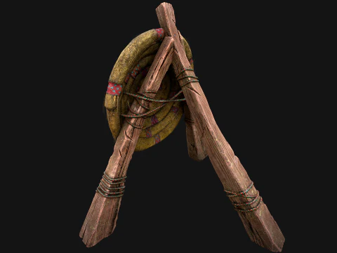 전투 사격장용 중세 나무 밀짚 표적 더미 3D 모델