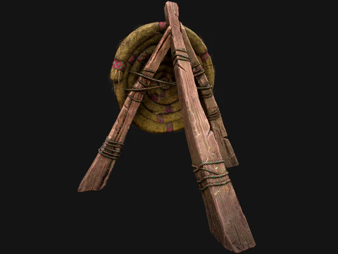 전투 사격장용 중세 나무 밀짚 표적 더미 3D 모델