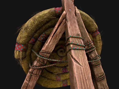 전투 사격장용 중세 나무 밀짚 표적 더미 3D 모델