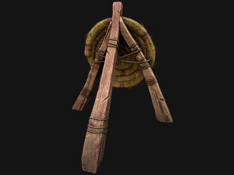 전투 사격장용 중세 나무 밀짚 표적 더미 3D 모델