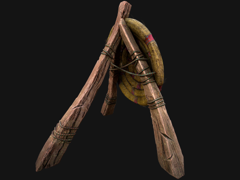 Medieval Wooden Straw Target Dummy for Combat Shooting Range Model 3D