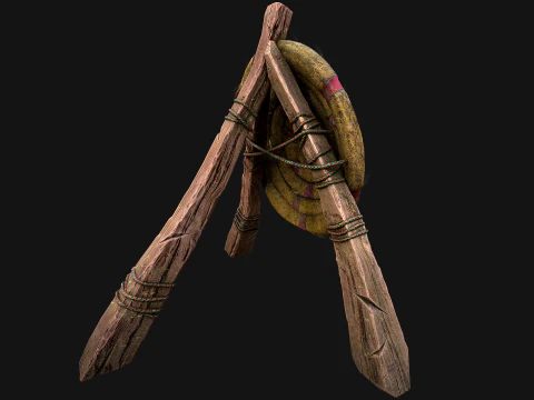 전투 사격장용 중세 나무 밀짚 표적 더미 3D 모델