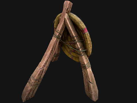Medieval Wooden Straw Target Dummy for Combat Shooting Range Model 3D
