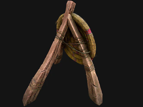 전투 사격장용 중세 나무 밀짚 표적 더미 3D 모델