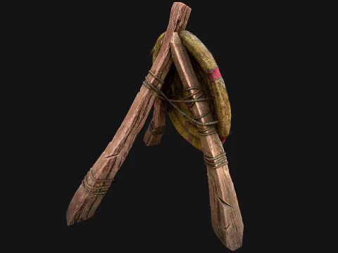 전투 사격장용 중세 나무 밀짚 표적 더미 3D 모델