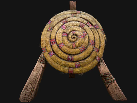 전투 사격장용 중세 나무 밀짚 표적 더미 3D 모델