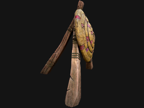 Medieval Wooden Straw Target Dummy for Combat Shooting Range Model 3D