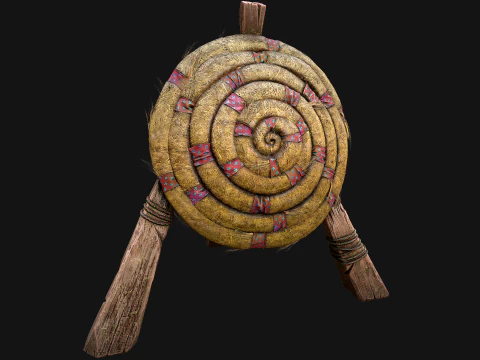 전투 사격장용 중세 나무 밀짚 표적 더미 3D 모델