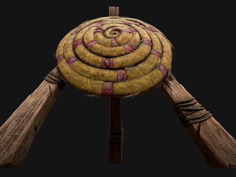 Medieval Wooden Straw Target Dummy for Combat Shooting Range Model 3D
