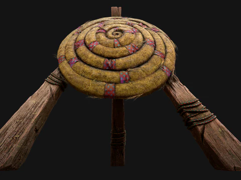 전투 사격장용 중세 나무 밀짚 표적 더미 3D 모델