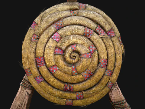 전투 사격장용 중세 나무 밀짚 표적 더미 3D 모델