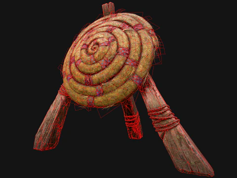 전투 사격장용 중세 나무 밀짚 표적 더미 3D 모델